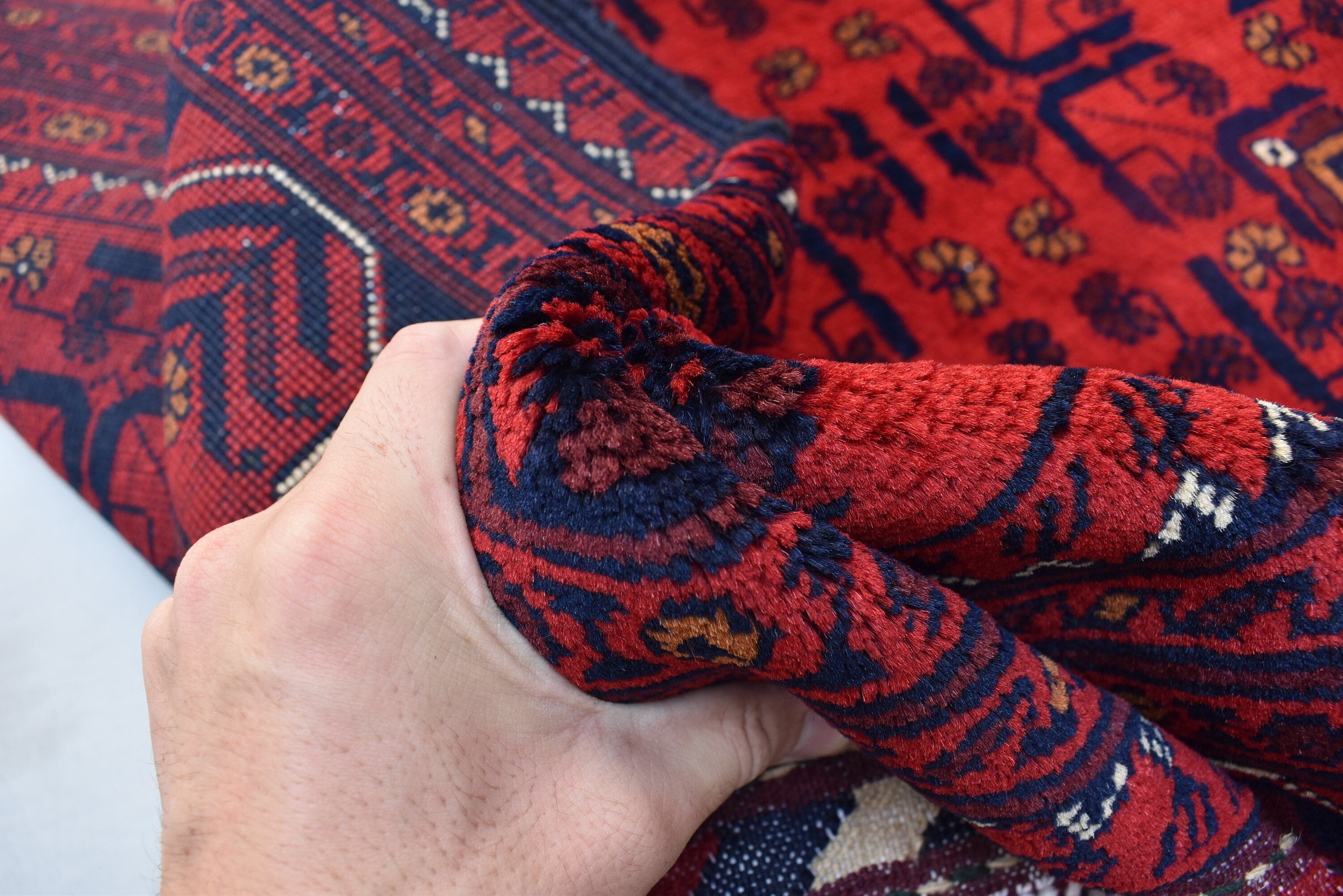 5x7 Medium Size Handmade Bukhara Rug–Vintage Red Wool Area Rug–Oriental Afghan Carpet–Traditional Boho Home Decor–Persian Style Rug4.11x6.11