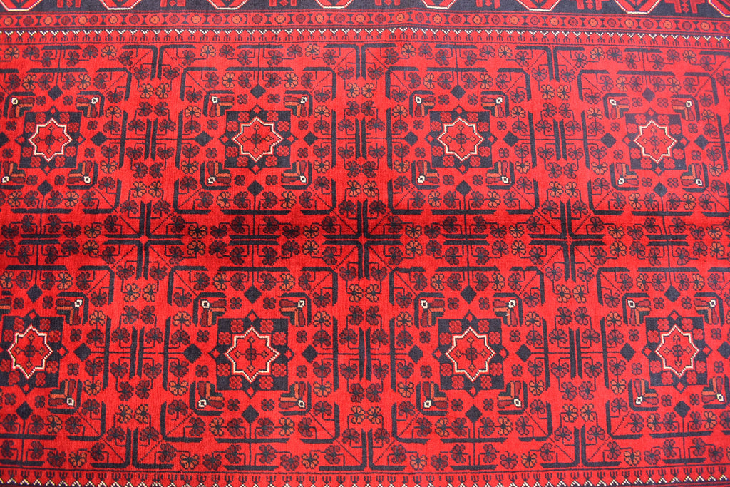 4x7Ft Afghan Handwoven Bukhara Rug, Turkmen Oriental Red Wool Carpet, Rustic Home Decor Bedroom Rug, Living Room Rug, Office Rug, Rug Gift