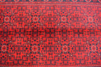 4x7Ft Afghan Handwoven Bukhara Rug, Turkmen Oriental Red Wool Carpet, Rustic Home Decor Bedroom Rug, Living Room Rug, Office Rug, Rug Gift