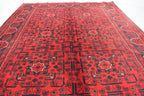 4x7Ft Afghan Handwoven Bukhara Rug, Turkmen Oriental Red Wool Carpet, Rustic Home Decor Bedroom Rug, Living Room Rug, Office Rug, Rug Gift