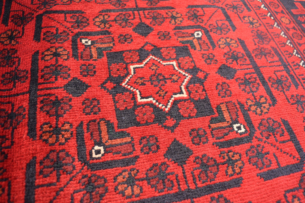 4x7Ft Afghan Handwoven Bukhara Rug, Turkmen Oriental Red Wool Carpet, Rustic Home Decor Bedroom Rug, Living Room Rug, Office Rug, Rug Gift