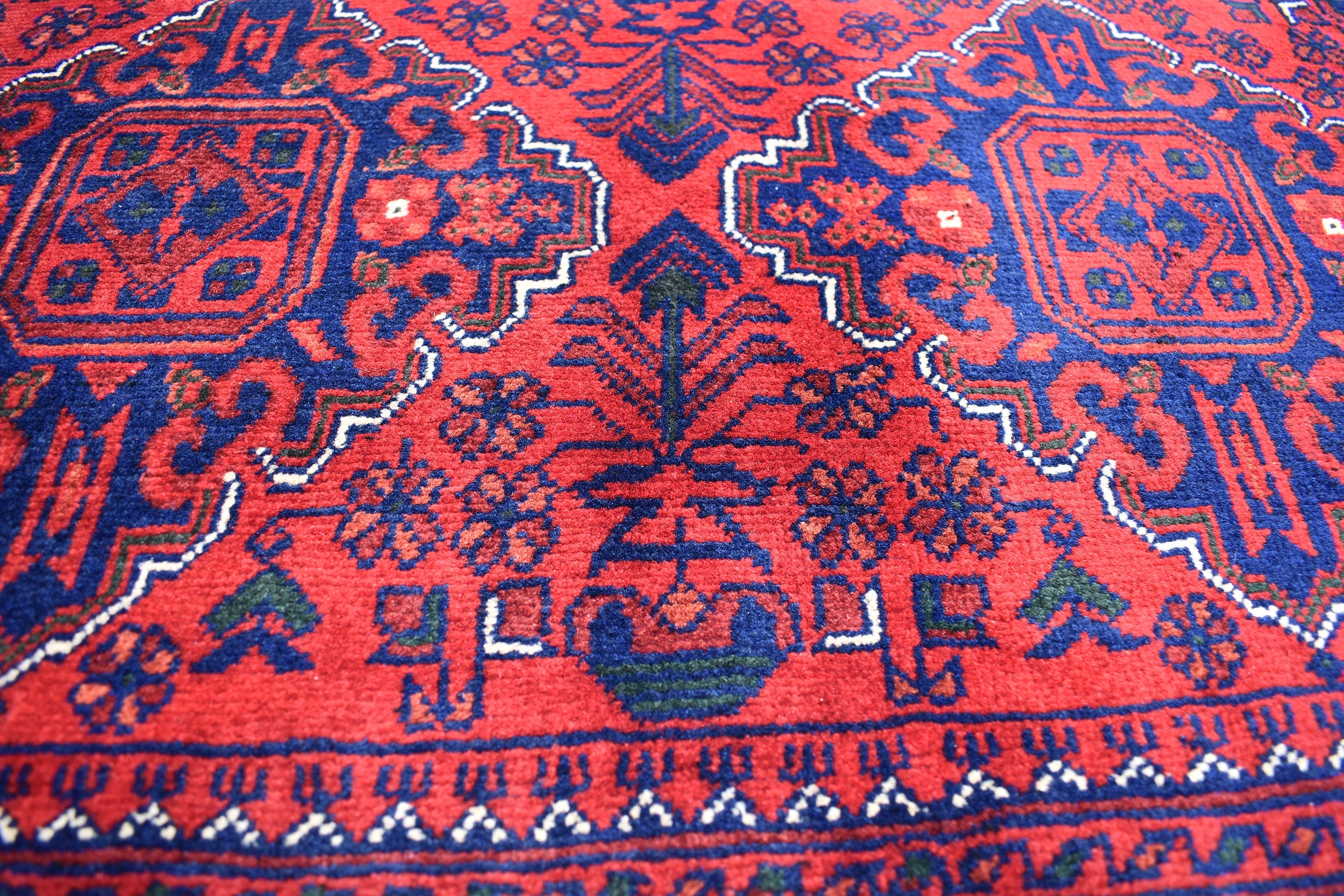 5x7Ft Afghan Bukhara rug, Turkmen handmade Wool rug, Khal Muhammadi Khamyab Bukhara Tribal rug, Living room rug, bedroom rug