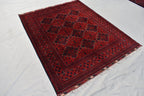 5x7 Bukhara Rug 6.10x4.10 Ft Handwoven Wool, Traditional Red & Blue Carpet, Boho Home Decor, Living Room Rug, Office Rug, Bedroom Rug