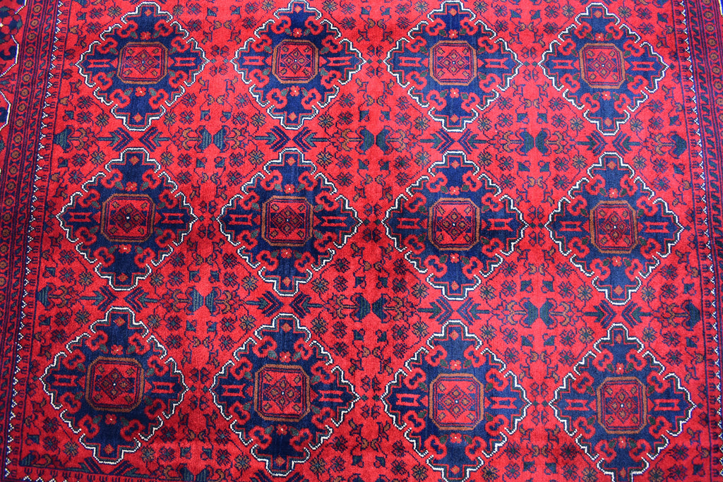 5x7 Bukhara Rug 6.10x4.10 Ft Handwoven Wool, Traditional Red & Blue Carpet, Boho Home Decor, Living Room Rug, Office Rug, Bedroom Rug
