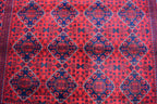 5x7 Bukhara Rug 6.10x4.10 Ft Handwoven Wool, Traditional Red & Blue Carpet, Boho Home Decor, Living Room Rug, Office Rug, Bedroom Rug