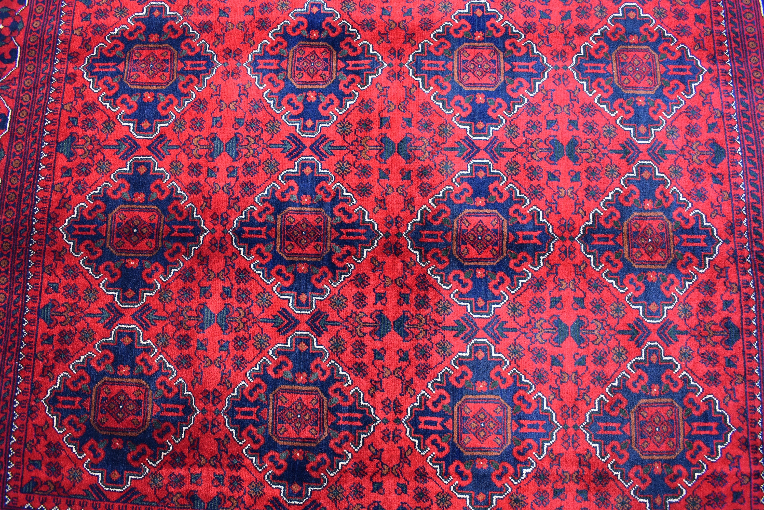 5x7 Bukhara Rug 6.10x4.10 Ft Handwoven Wool, Traditional Red & Blue Carpet, Boho Home Decor, Living Room Rug, Office Rug, Bedroom Rug