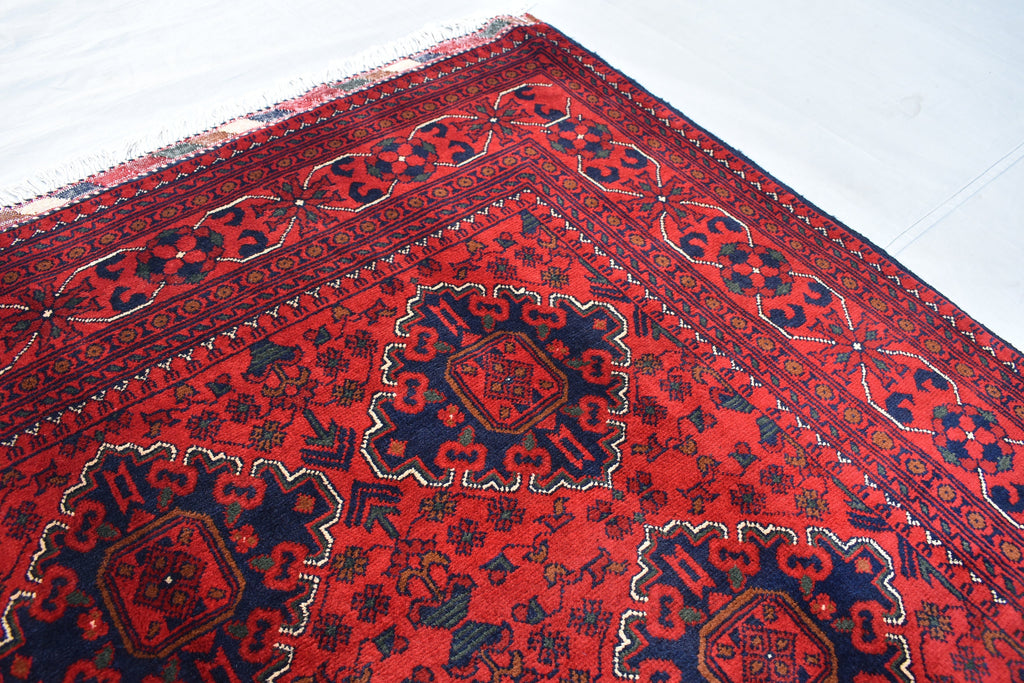 5x7 Bukhara Rug 6.10x4.10 Ft Handwoven Wool, Traditional Red & Blue Carpet, Boho Home Decor, Living Room Rug, Office Rug, Bedroom Rug