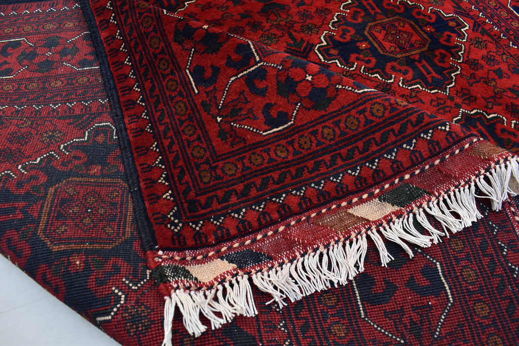 5x7 Bukhara Rug 6.10x4.10 Ft Handwoven Wool, Traditional Red & Blue Carpet, Boho Home Decor, Living Room Rug, Office Rug, Bedroom Rug