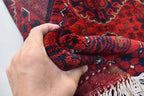 5x7 Bukhara Rug 6.10x4.10 Ft Handwoven Wool, Traditional Red & Blue Carpet, Boho Home Decor, Living Room Rug, Office Rug, Bedroom Rug