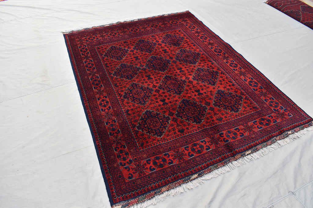 7x5 Afghan Bukhara Rug, Turkmen handmade Wool Rug, Rugs For Living Room, Bedroom Rug, Perfect For Dining Room-Bohemian Decor 6.9x5.0 ft