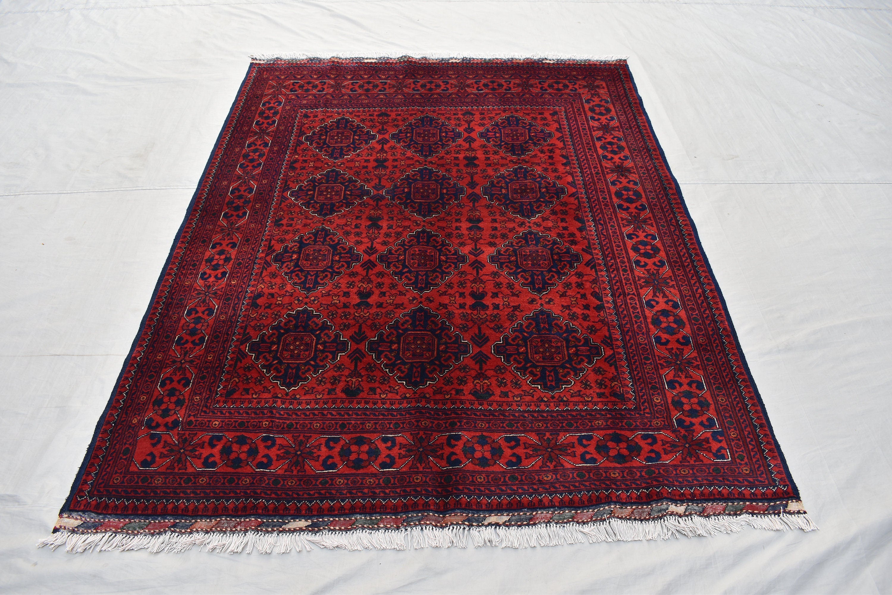 7x5 Afghan Bukhara Rug, Turkmen handmade Wool Rug, Rugs For Living Room, Bedroom Rug, Perfect For Dining Room-Bohemian Decor 6.9x5.0 ft