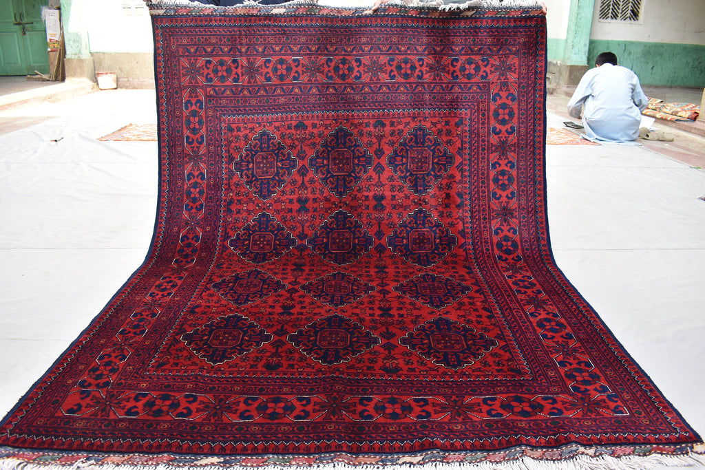 7x5 Afghan Bukhara Rug, Turkmen handmade Wool Rug, Rugs For Living Room, Bedroom Rug, Perfect For Dining Room-Bohemian Decor 6.9x5.0 ft
