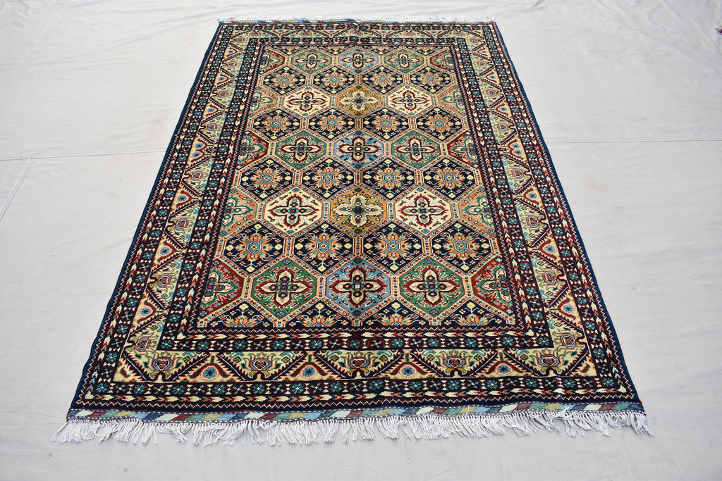 Afghan rug 6.2 x 4.10 Ft, High-Quality Afghan Turkman, Handmade Rug, Hand-knotted Bukhara Rug, Bedroom rug ,Area Rug, Oriental Living Room