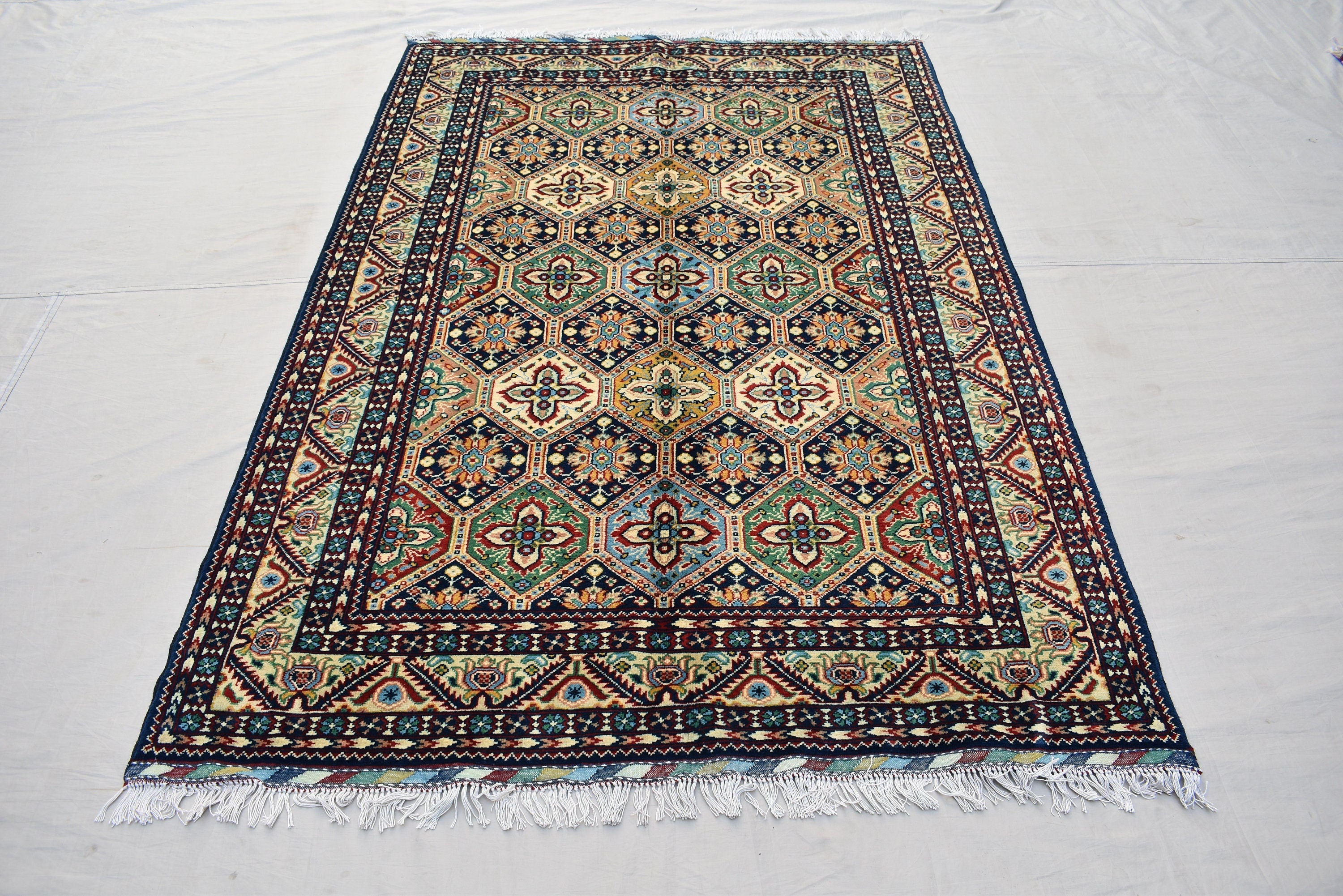 Afghan rug 6.2 x 4.10 Ft, High-Quality Afghan Turkman, Handmade Rug, Hand-knotted Bukhara Rug, Bedroom rug ,Area Rug, Oriental Living Room