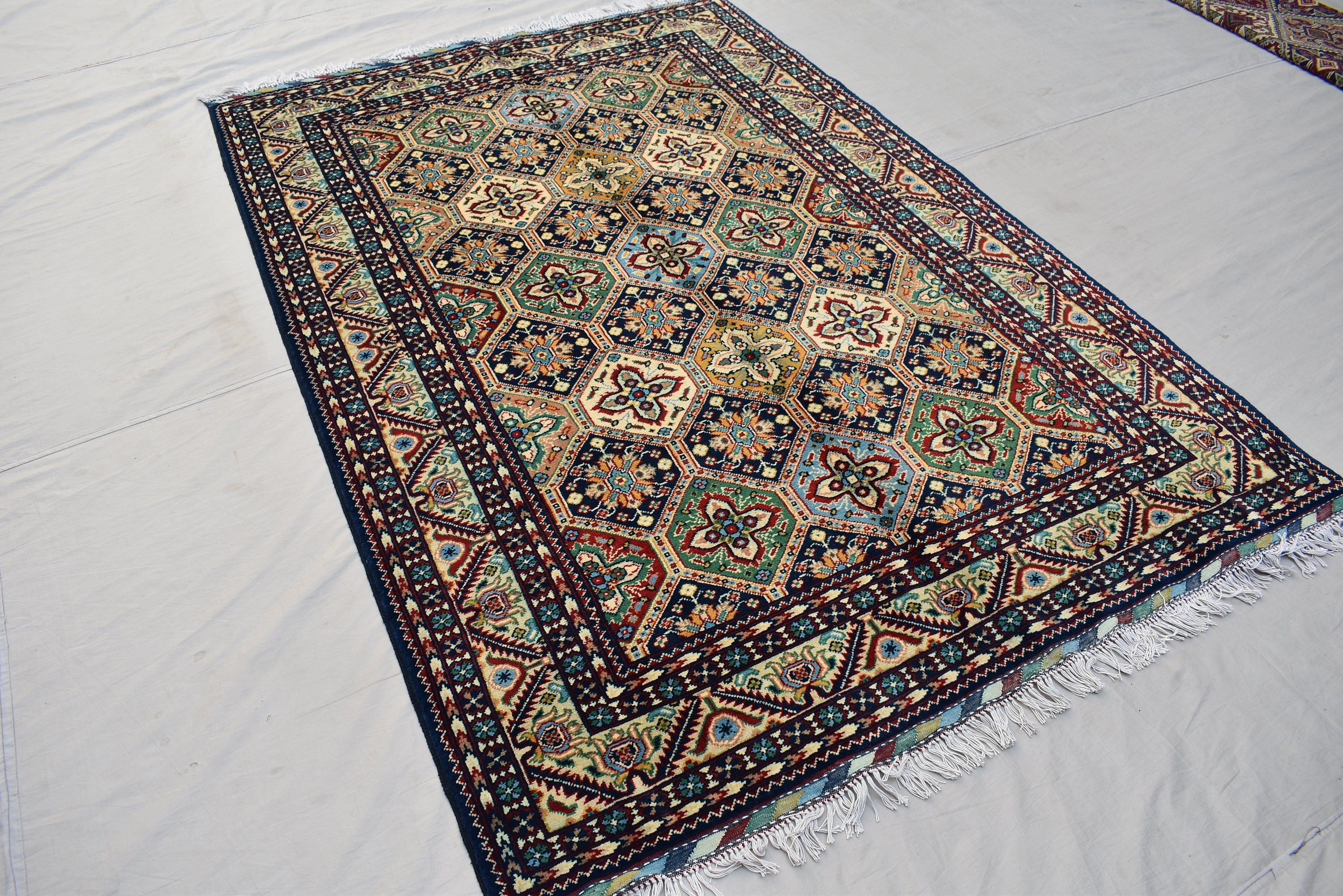 Afghan rug 6.2 x 4.10 Ft, High-Quality Afghan Turkman, Handmade Rug, Hand-knotted Bukhara Rug, Bedroom rug ,Area Rug, Oriental Living Room