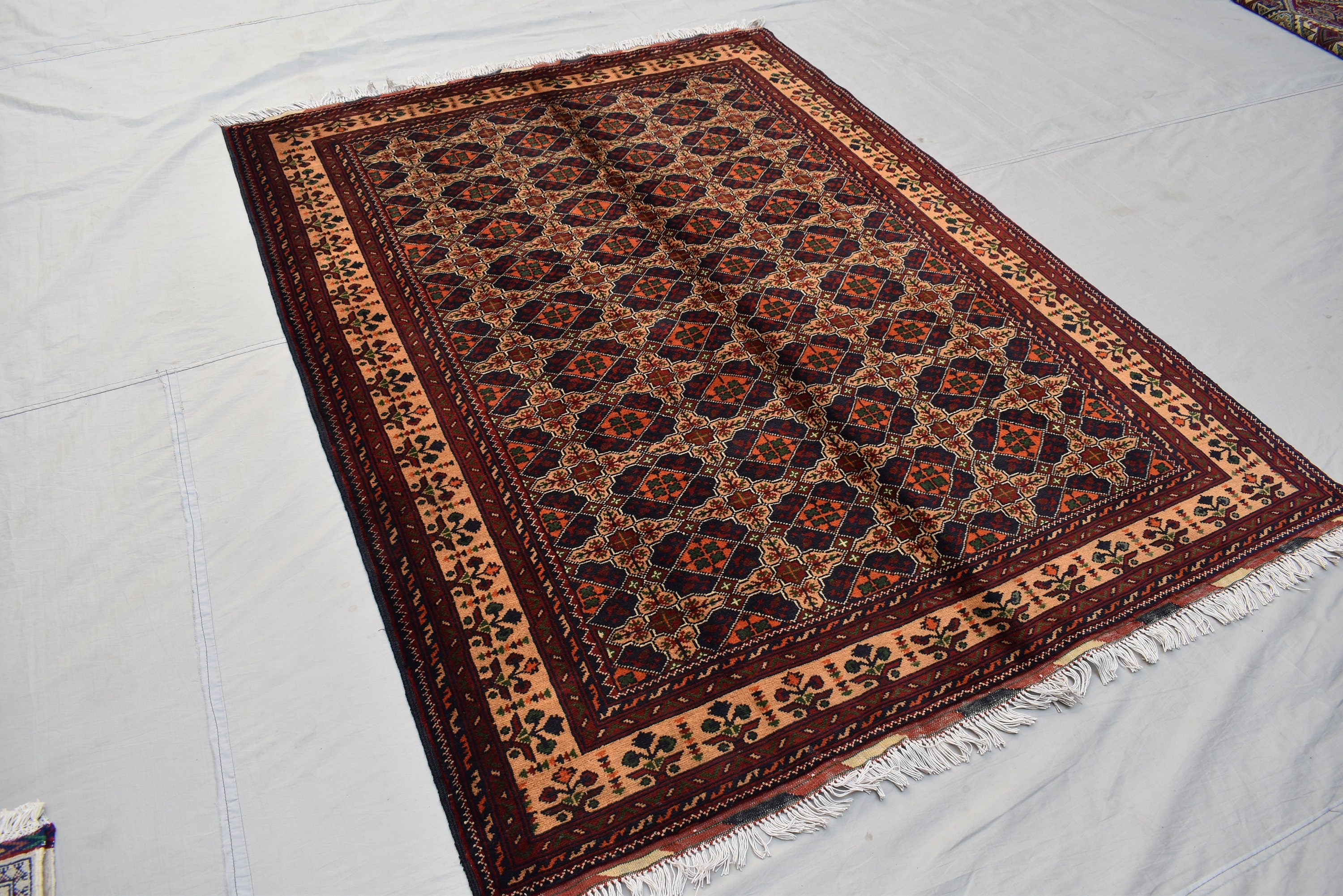 Bokhara 5x7 Ft, Hand Knotted High Quality Wool Rug- Multi Color Rugs For Living Room- Turkoman Tribal Rug 5X7- High Pile Soft Wool Area Rugs