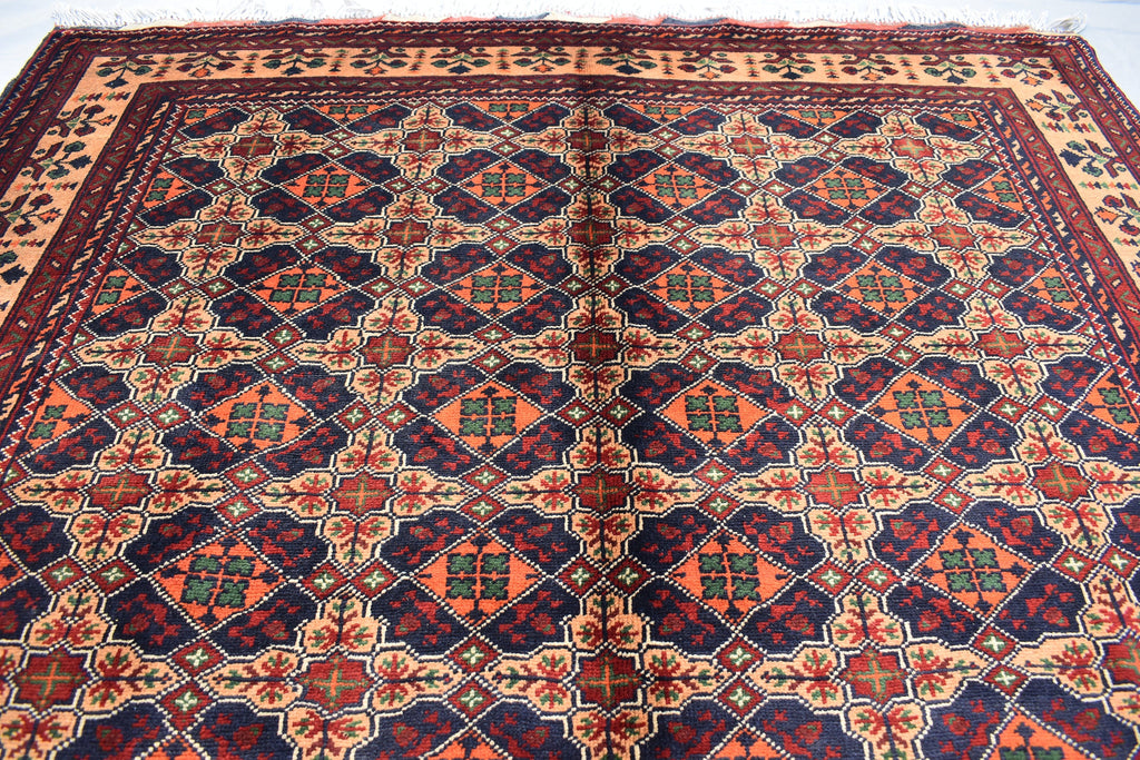 Bokhara 5x7 Ft, Hand Knotted High Quality Wool Rug- Multi Color Rugs For Living Room- Turkoman Tribal Rug 5X7- High Pile Soft Wool Area Rugs