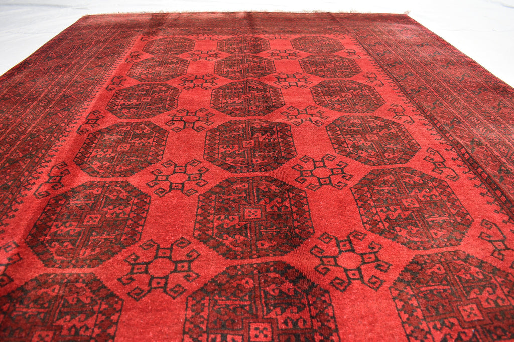 9.6 x 6.8 Ft Afghan Antique Elephant Foot Design Vinatge Rug Turkmen Pattern Bedroom Hnad knotted rug Area & Floor Rug