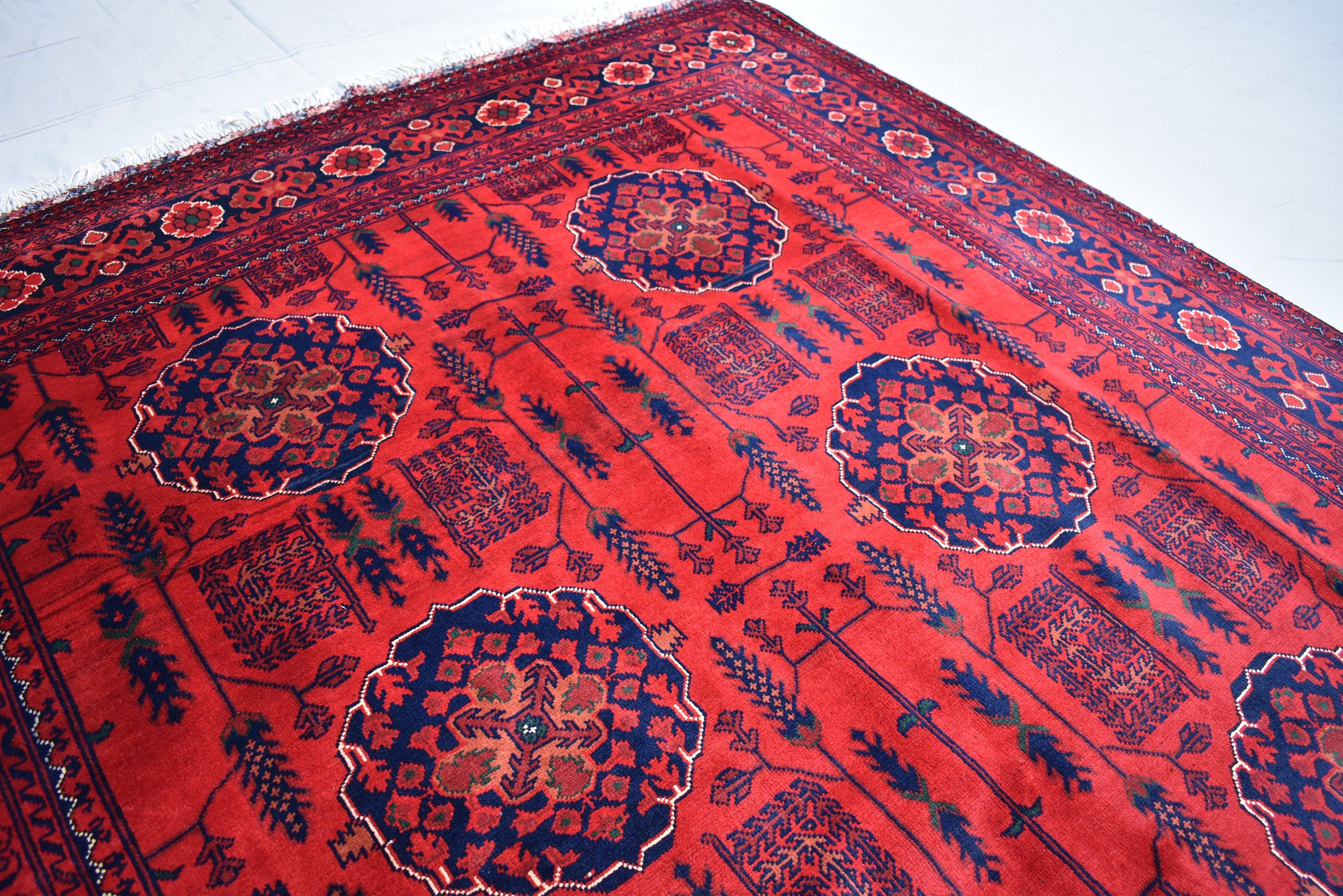 6x9 Bukhara Handwoven Afghan Rug, Authentic Luxurious and timeless, Perfect for Modern and Traditional Homes, Free shipping- 5.10x8.10 ft