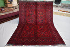 6x8Ft, Handwoven Afghan Bukhara Rug, Turkmen Tribal Traditional Wool Carpet Soft Pile, Boho Home Decor, Perfect for living room, Bedroom