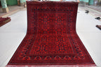 6x8 Bokhara Rug – Turkmen Afghan Handmade Wool Area Carpet, 100% Wool, Vegetable Dyed, Bukhara Pattern Oriental Rug on Sale, Bedroom Rug