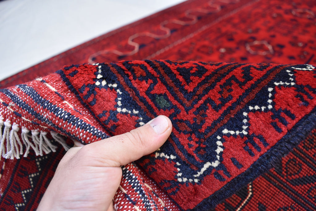 6x8 Bokhara Rug – Turkmen Afghan Handmade Wool Area Carpet, 100% Wool, Vegetable Dyed, Bukhara Pattern Oriental Rug on Sale, Bedroom Rug