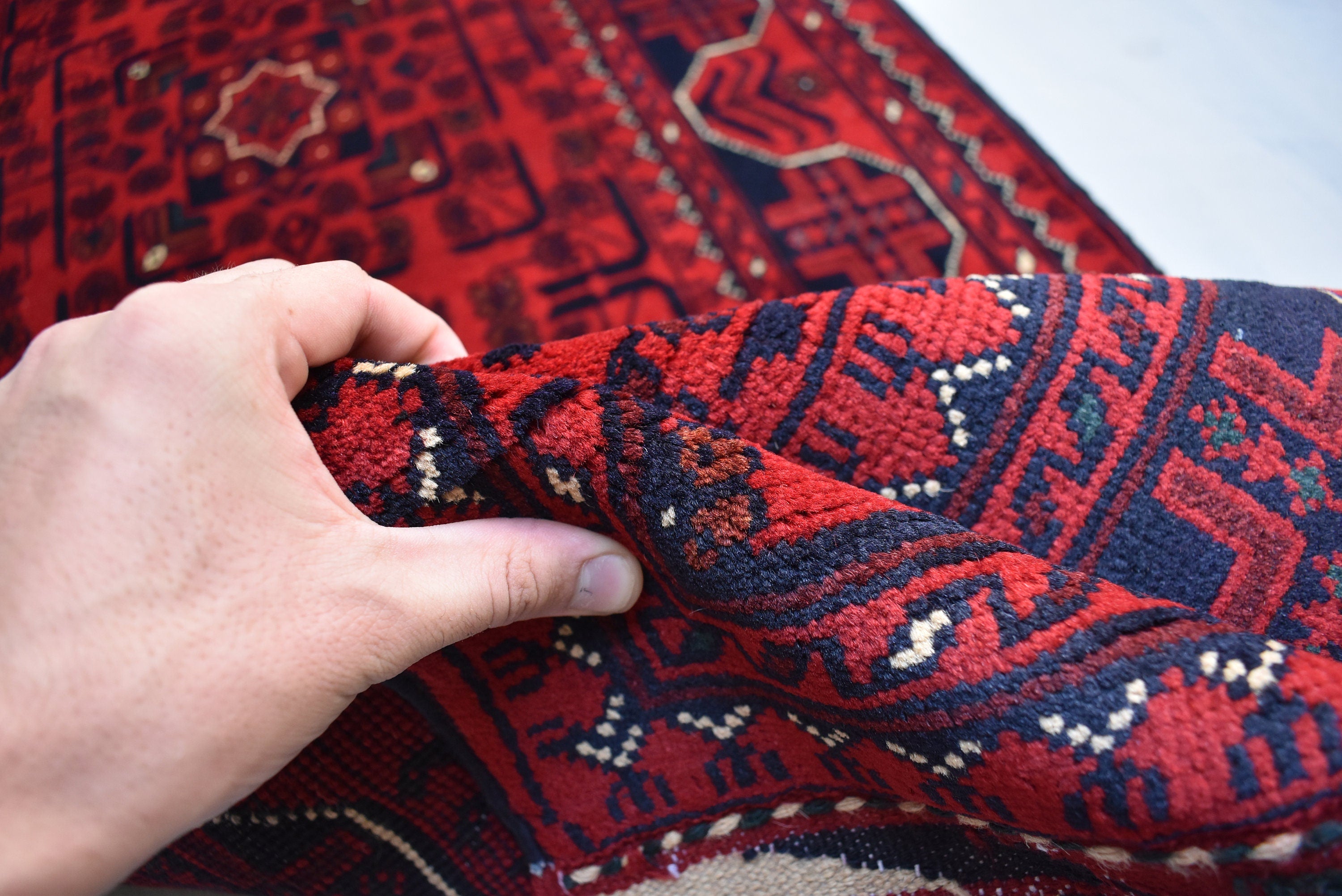 16ft Afghan Khal Mohammadi Runner – Handwoven Wool Turkmen Khamiyab Bokhara Rug, Long Oriental Hallway Runner, Vintage Red Carpet, Events