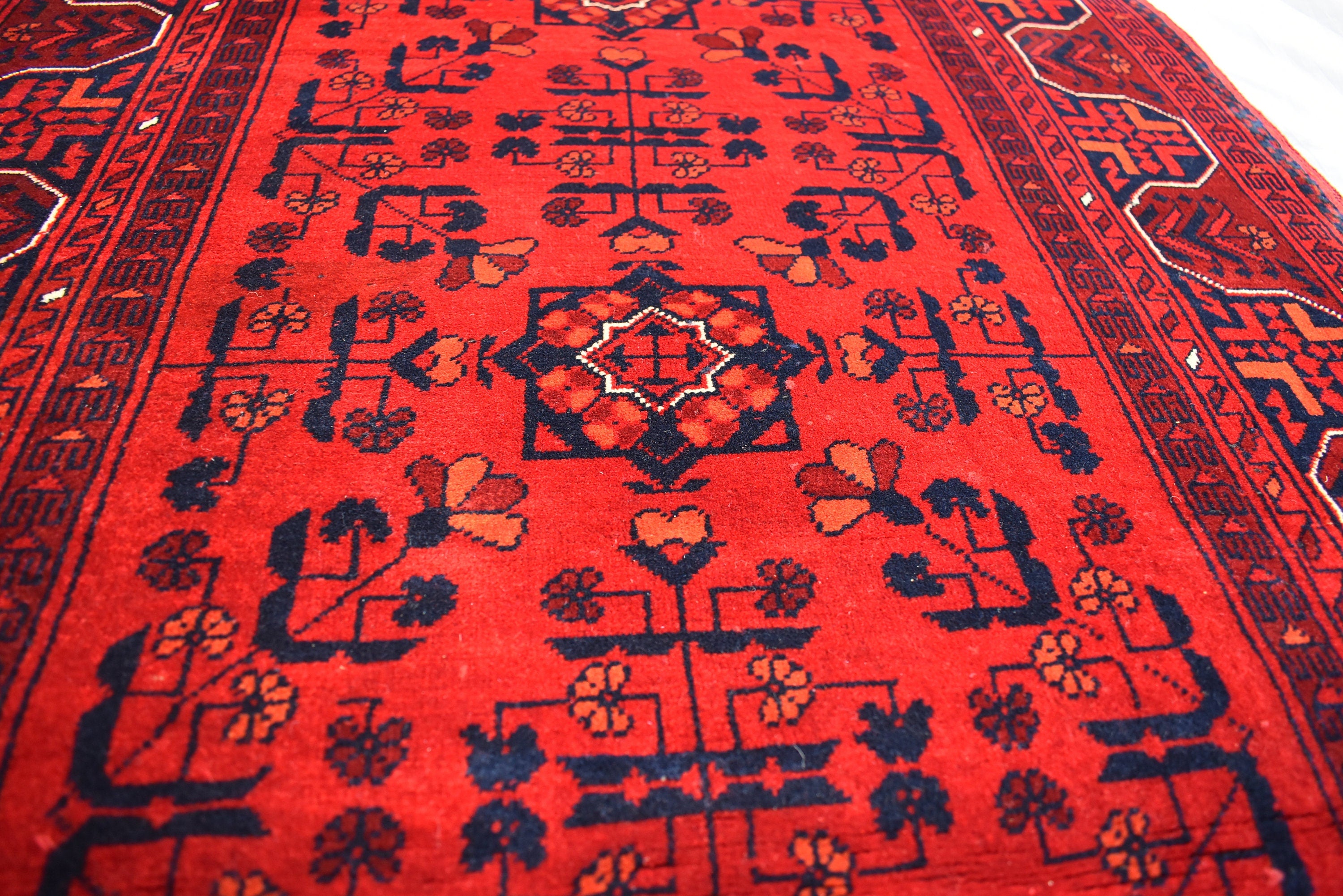 3x13 Long Runner Best Quality Bukhara Tribal Afghan Wool Rug, Perfect for Hallway, Entryway-Long Narrow Red Rug, Boho Home decor 12.9x2.8 ft