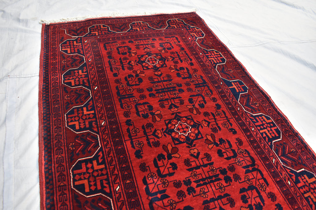 3x13 Long Runner Best Quality Bukhara Tribal Afghan Wool Rug, Perfect for Hallway, Entryway-Long Narrow Red Rug, Boho Home decor 12.9x2.8 ft
