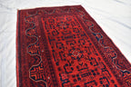 3x13 Long Runner Best Quality Bukhara Tribal Afghan Wool Rug, Perfect for Hallway, Entryway-Long Narrow Red Rug, Boho Home decor 12.9x2.8 ft