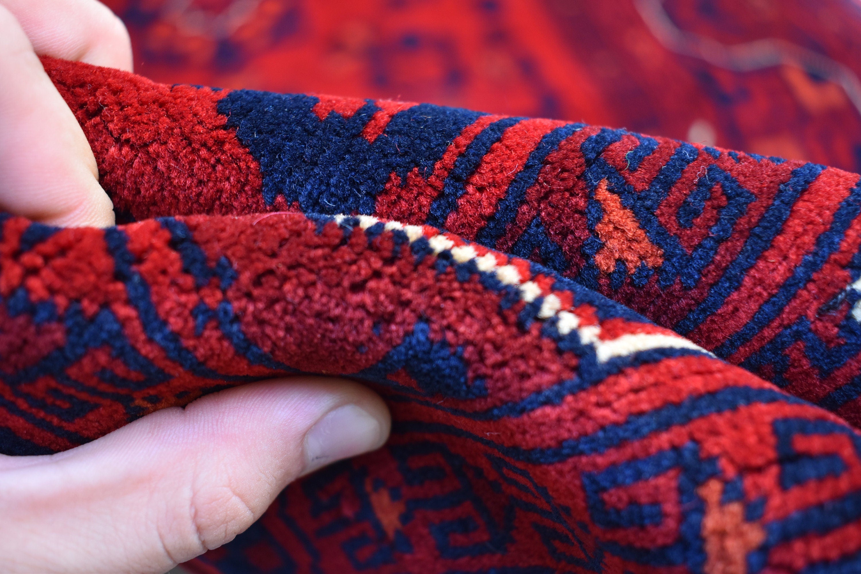 3x13 Long Runner Best Quality Bukhara Tribal Afghan Wool Rug, Perfect for Hallway, Entryway-Long Narrow Red Rug, Boho Home decor 12.9x2.8 ft