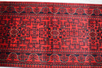 3x16 ft Handmade Hallway Runner Rug, Afghan Tribal Bukhara Deep Red Corridor Carpet