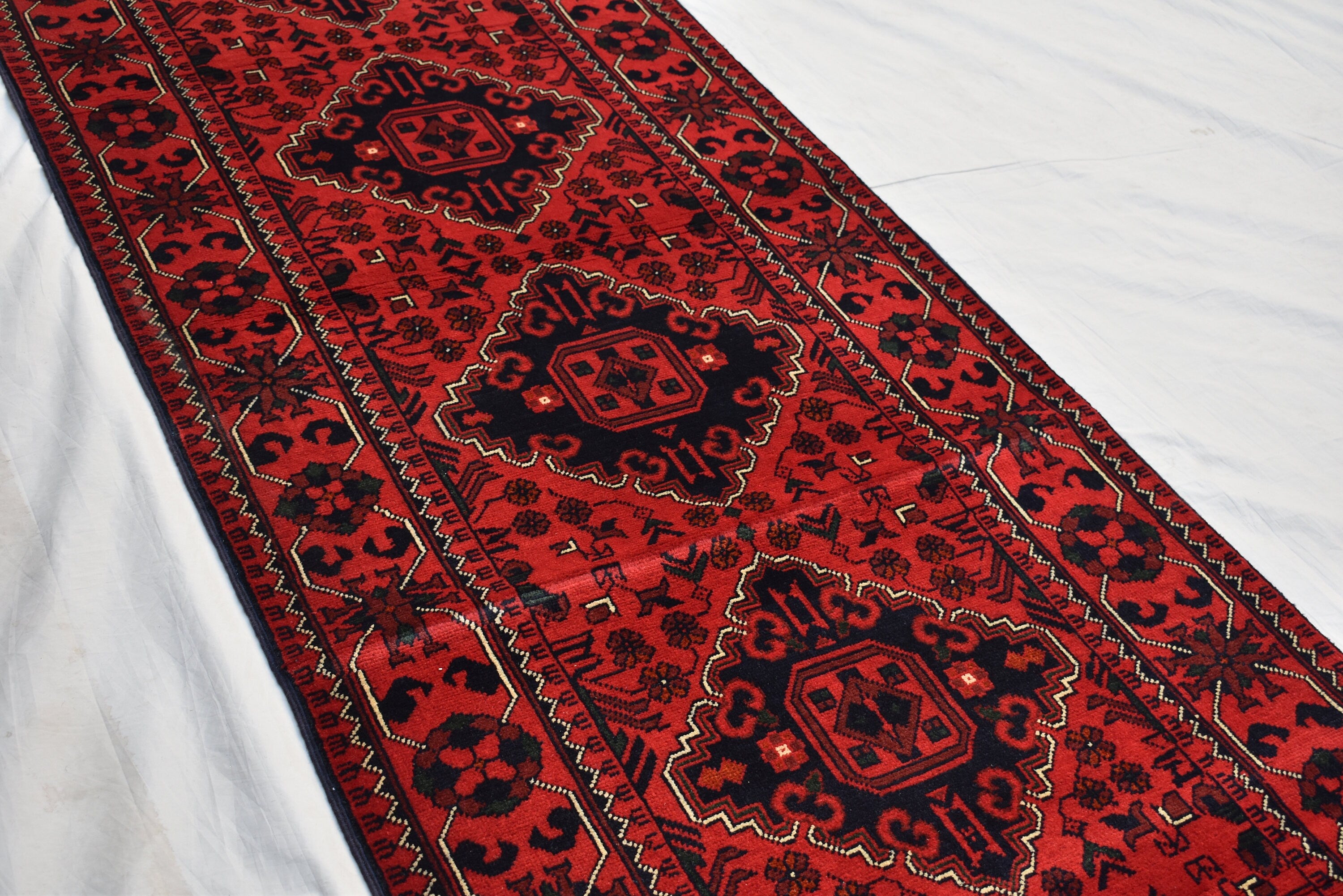 13.0 x 2.8 Ft Long Runner Best Quality Turkmen Khamiyab Khal Mohammadi Bokhara Runner Afghan Handmade Wool Oriental Hallway runner