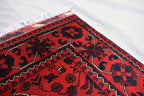 3x13Ft, Red Turkmen Wedding Runner Rug – Afghan Wool Hallway Runner | Handmade Khamiyab Bokhara Rug for Aisle, Event, or Home Decor 394x78cm