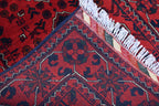 3x13Ft, Red Turkmen Wedding Runner Rug – Afghan Wool Hallway Runner | Handmade Khamiyab Bokhara Rug for Aisle, Event, or Home Decor 394x78cm