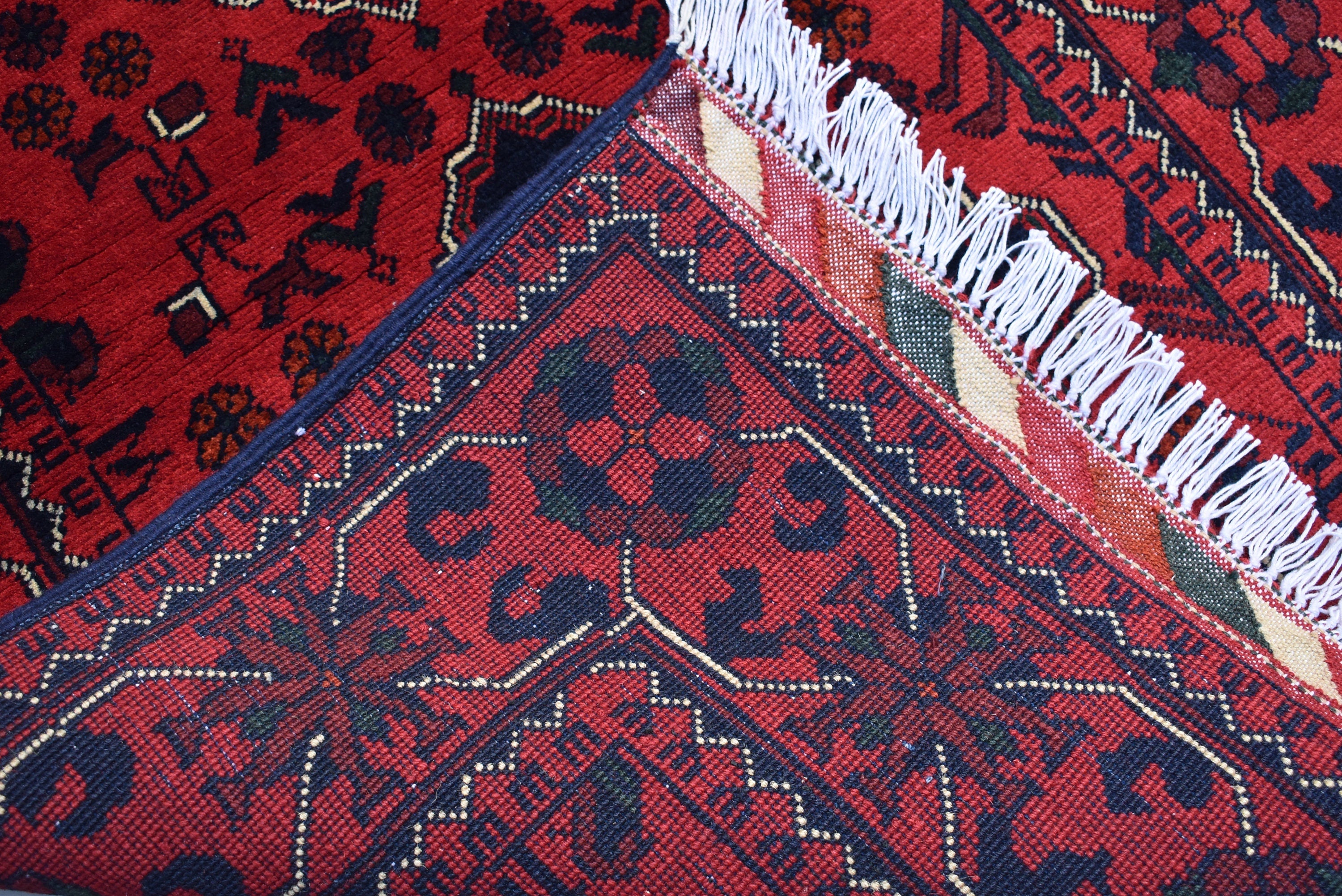 3x13Ft, Red Turkmen Wedding Runner Rug – Afghan Wool Hallway Runner | Handmade Khamiyab Bokhara Rug for Aisle, Event, or Home Decor 394x78cm