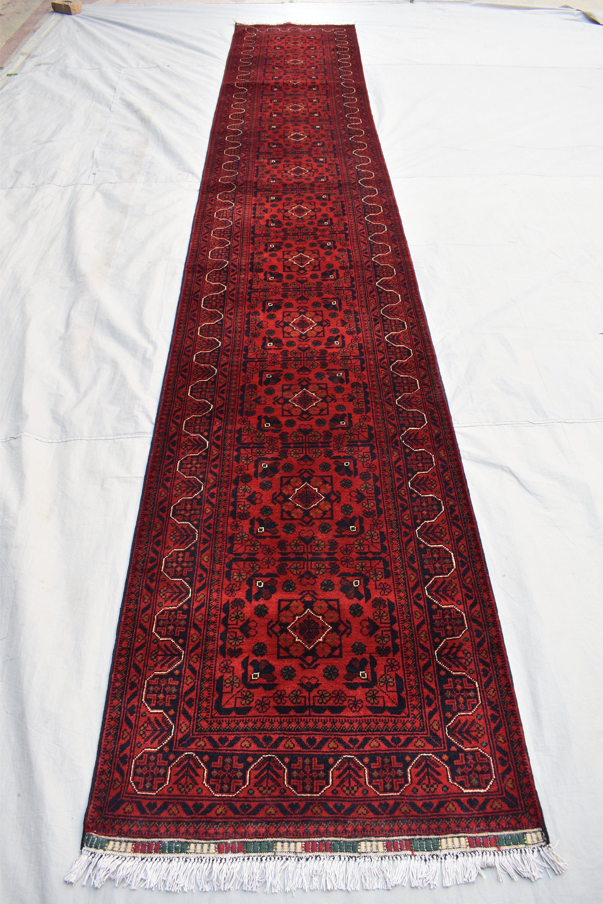 3x16Ft Long Afghan Hallway Runner, Extra Long Handmade Afghan Runner, High Quality 100% Wool Turkmen Runner, Entryway Oriental Runner Rug