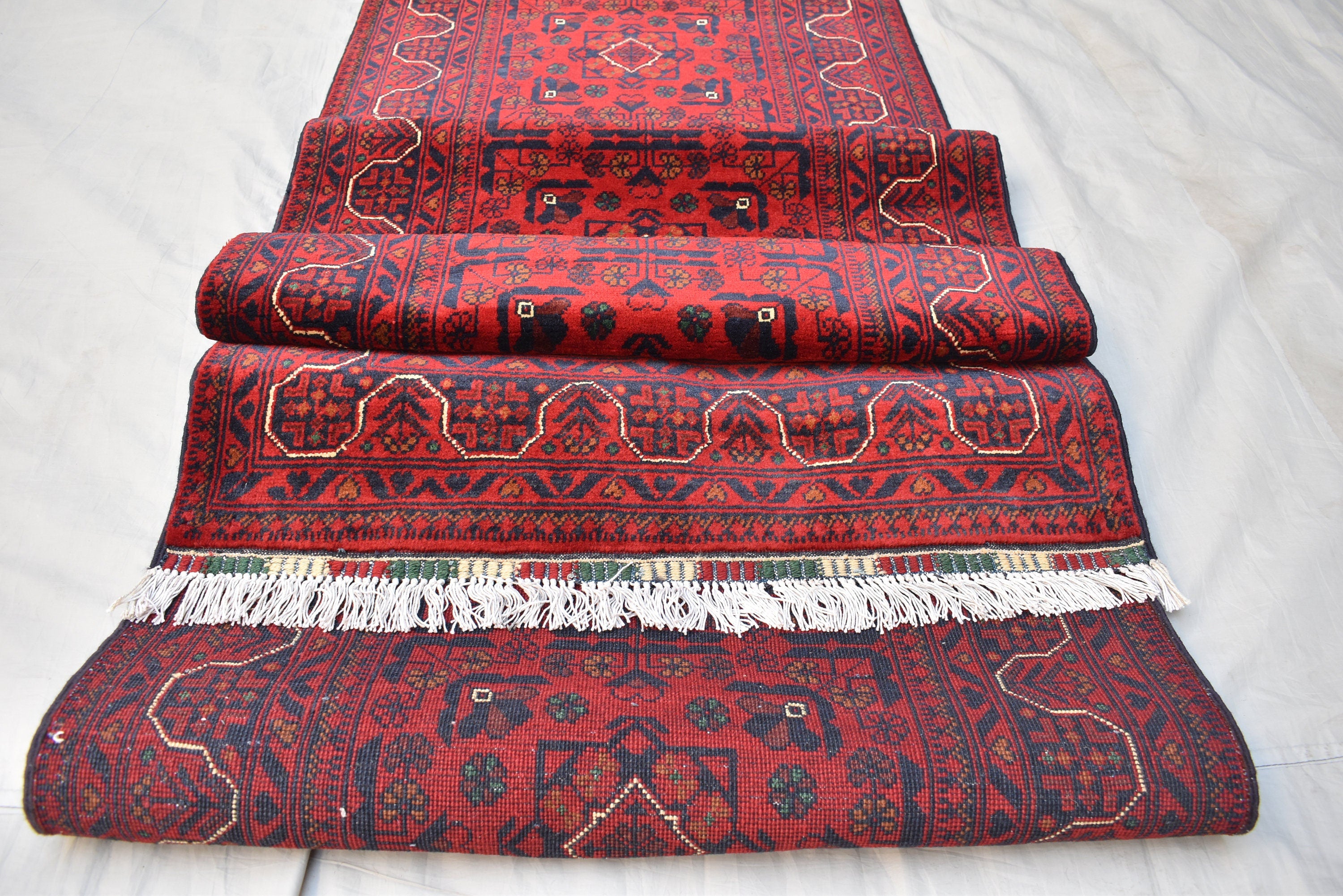 3x16Ft Long Afghan Hallway Runner, Extra Long Handmade Afghan Runner, High Quality 100% Wool Turkmen Runner, Entryway Oriental Runner Rug