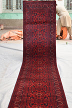 3x16Ft Long Afghan Hallway Runner, Extra Long Handmade Afghan Runner, High Quality 100% Wool Turkmen Runner, Entryway Oriental Runner Rug