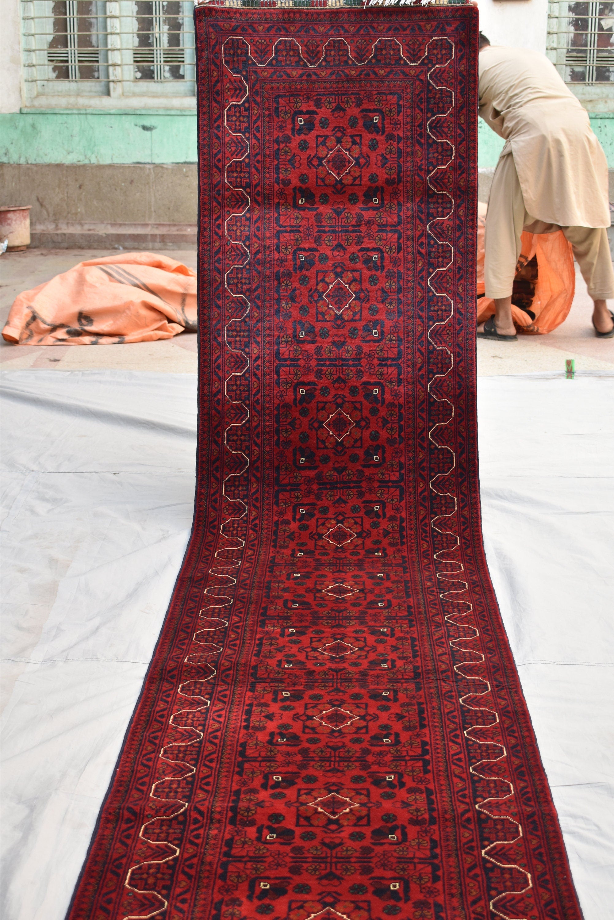 3x16Ft Long Afghan Hallway Runner, Extra Long Handmade Afghan Runner, High Quality 100% Wool Turkmen Runner, Entryway Oriental Runner Rug