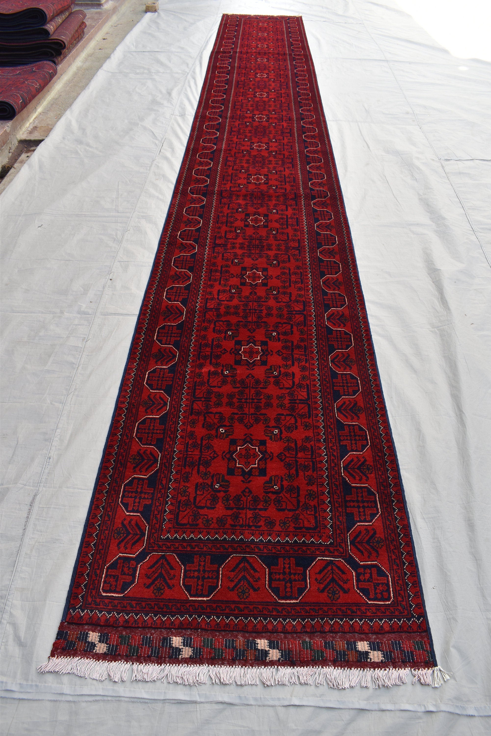 19.7x2.7Ft Long Runner Best Quality Turkmen Khamyab Khal Mohammadi Bokhara Runner Afghan Handmade Wool Oriental Hallway runner, Entryway Rug