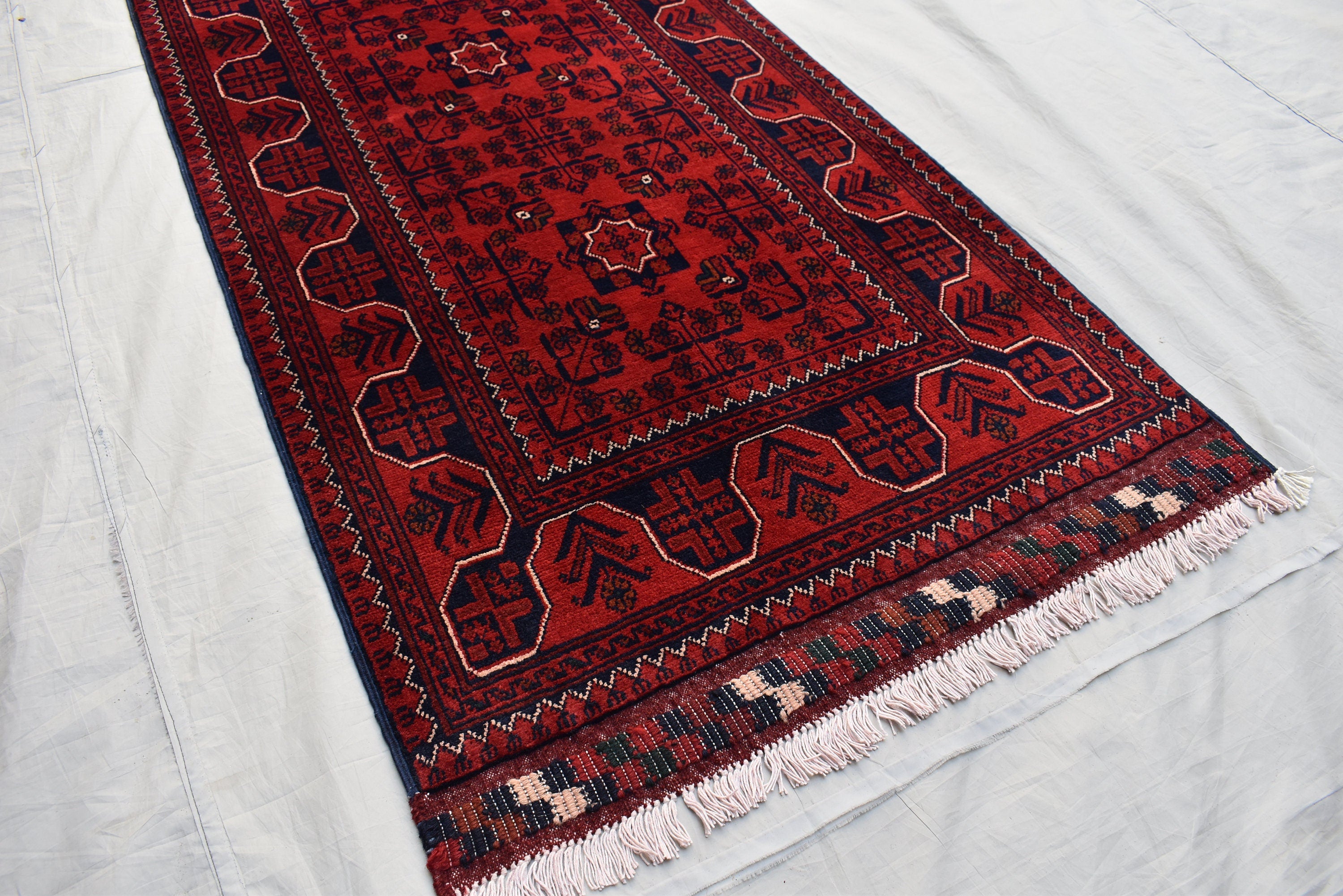 19.7x2.7Ft Long Runner Best Quality Turkmen Khamyab Khal Mohammadi Bokhara Runner Afghan Handmade Wool Oriental Hallway runner, Entryway Rug