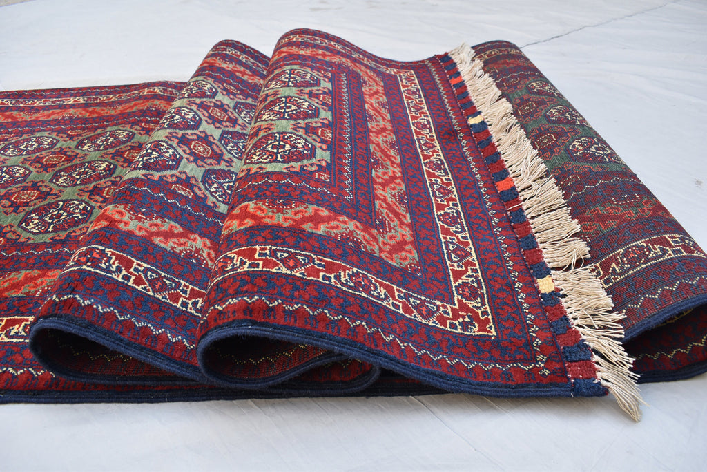12.11x2.11 Afghan Turkmen Bukhara Runner Rug Handmade, Hallway Runner, Oriental Runner, Entryway Rug, Corridor Runner