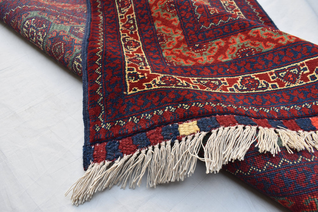 12.11x2.11 Afghan Turkmen Bukhara Runner Rug Handmade, Hallway Runner, Oriental Runner, Entryway Rug, Corridor Runner