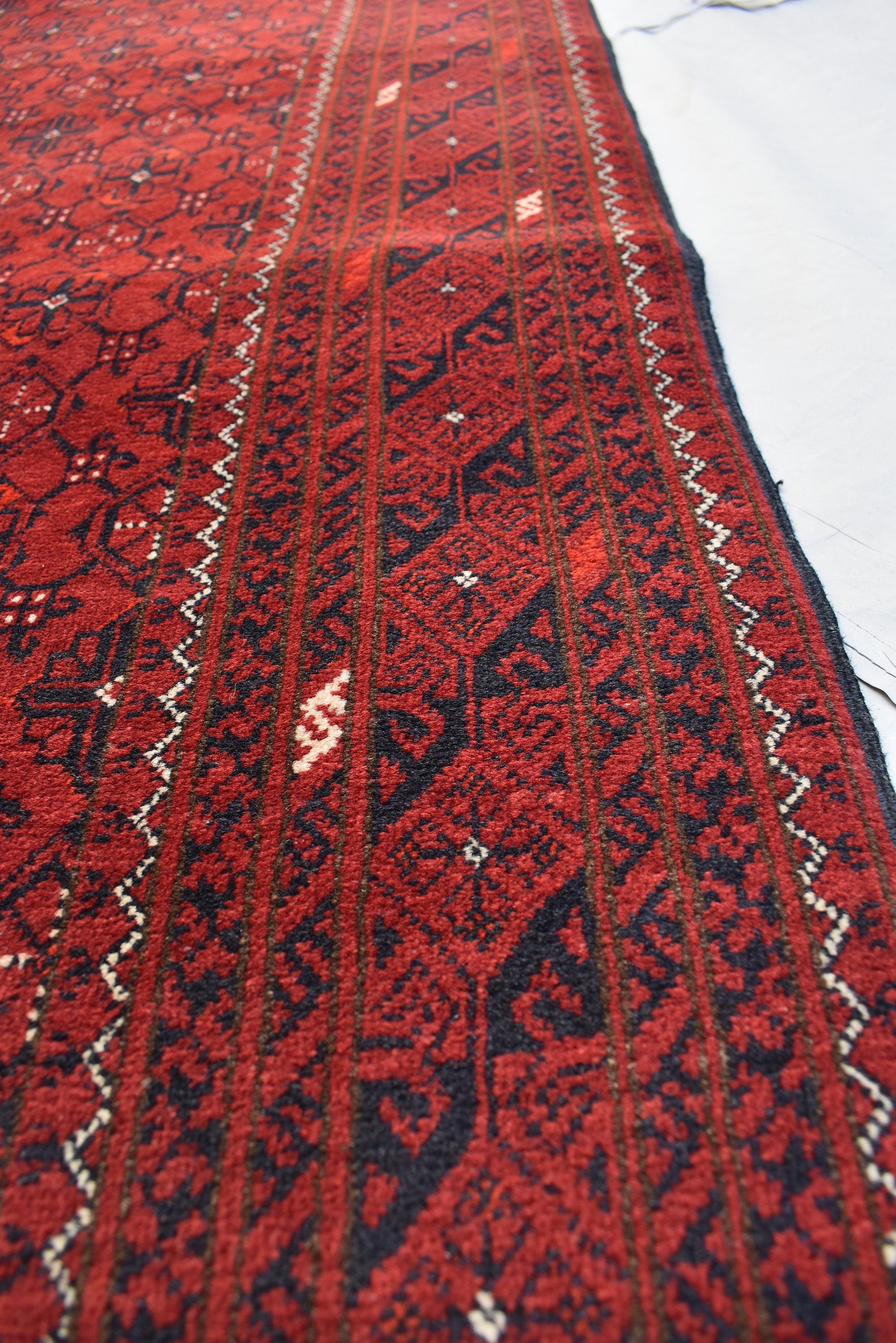 3x13 Vinatge Runner Handmade Afghan Turkmen Bashiri 100% Wool Traditional Hallway Runner Handmade, Entryway Runner, Corridor Rug 12.8x2.10