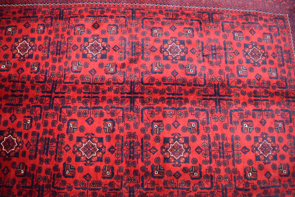 6x8Ft, Handmade Afghan Bukhara Rug | Khal Mohammadi Area Rug | Oriental Wool Rug | Traditional Turkmen Carpet | Red Tribal Afghan Rug