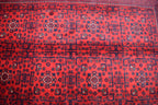 6x8Ft, Handmade Afghan Bukhara Rug | Khal Mohammadi Area Rug | Oriental Wool Rug | Traditional Turkmen Carpet | Red Tribal Afghan Rug