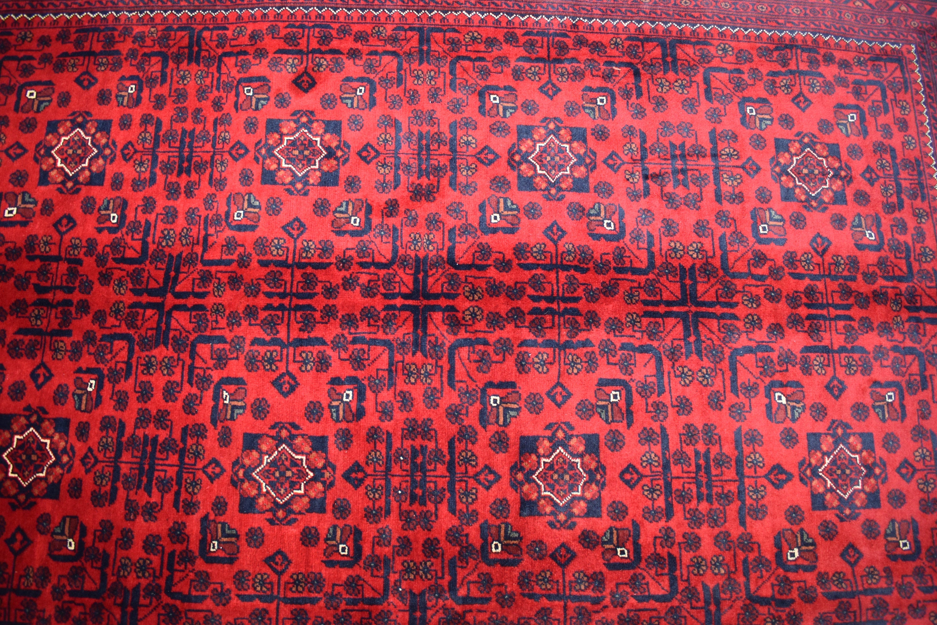 6x8Ft, Handmade Afghan Bukhara Rug | Khal Mohammadi Area Rug | Oriental Wool Rug | Traditional Turkmen Carpet | Red Tribal Afghan Rug