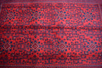 6x8 Afghan Bukhara Rug, Turkmen Geometric Red Wool Area Carpet, Boho Home Decor, Rug for Living Room, Bedroom Rug, Rustic Home decor
