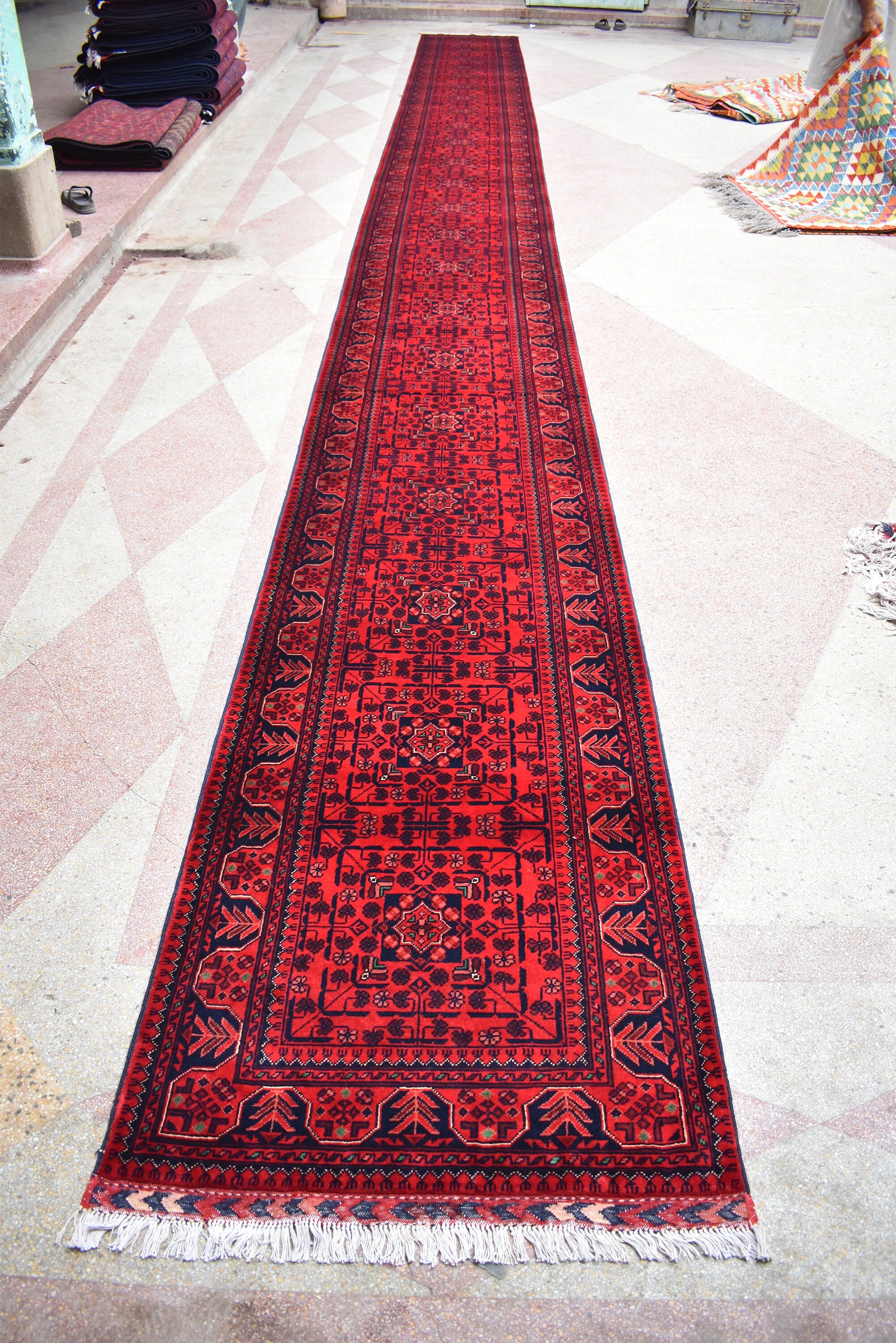 31.6 x 2.9 Ft Long Runner Best Quality Turkmen Khamiyab Khal Mohammadi Bokhara Runner Afghan Handmade Wool Oriental Hallway runner